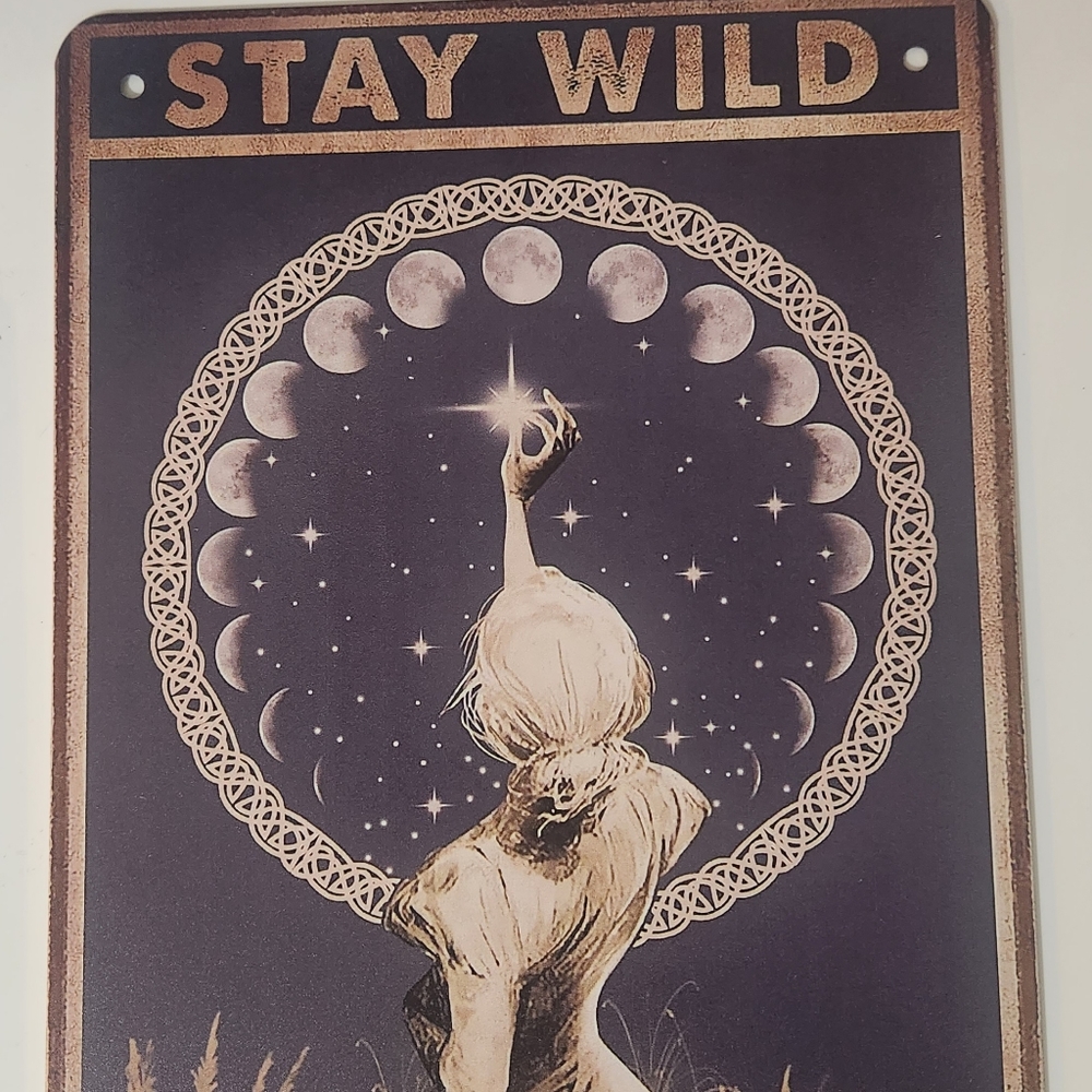 Metal Plate Tin Sign Stay Wild Moon Child, Home Bar Wall Decor, 8×12inch
